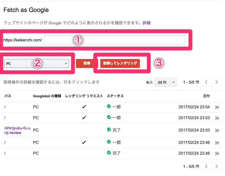 Search Console  Fetch as Google  を実行