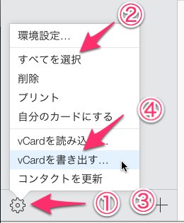 vCardを書き出す